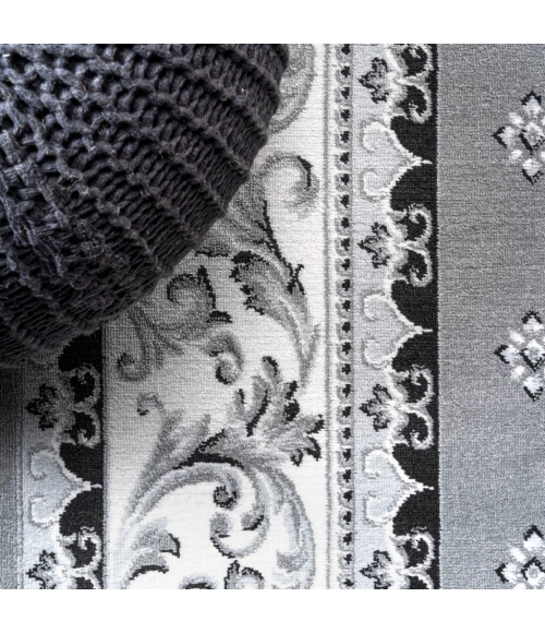 Acanthus French Border Gray/Cream 5 ft. x 8 ft. Area Rug