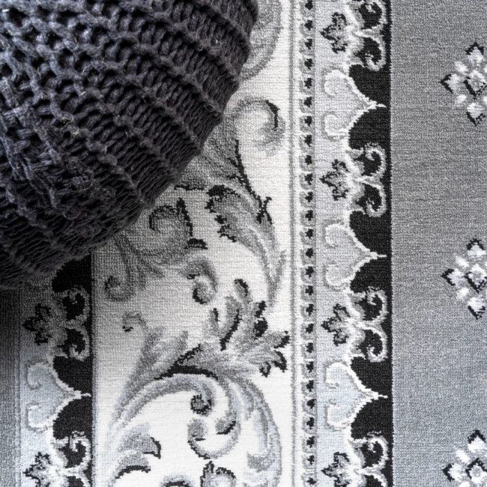 Acanthus French Border Gray/Cream 5 ft. x 8 ft. Area Rug
