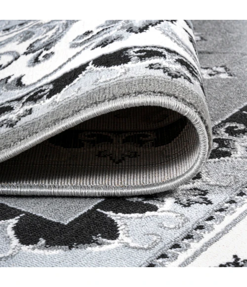 Acanthus French Border Gray/Cream 5 ft. x 8 ft. Area Rug