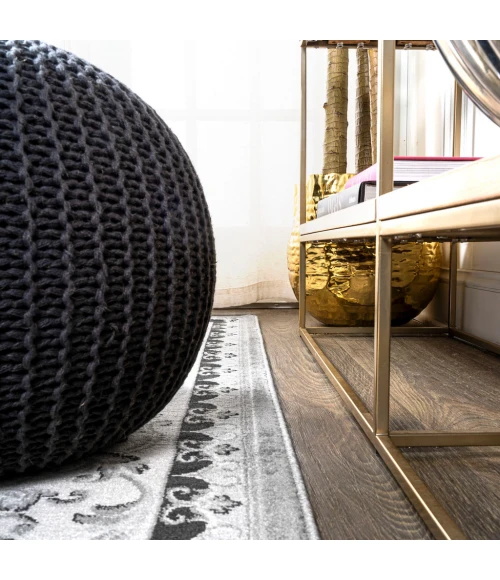 Acanthus French Border Gray/Cream 2 ft. x 8 ft. Runner Rug