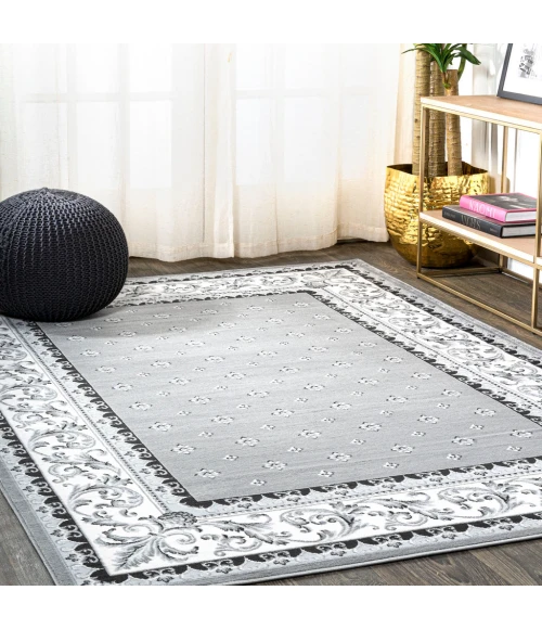Acanthus French Border Gray/Cream 5 ft. x 8 ft. Area Rug