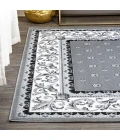 Acanthus French Border Gray/Cream 5 ft. x 8 ft. Area Rug