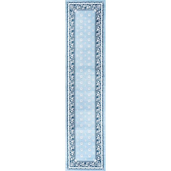 Acanthus French Border Blue/Navy 2 ft. x 10 ft. Runner Rug