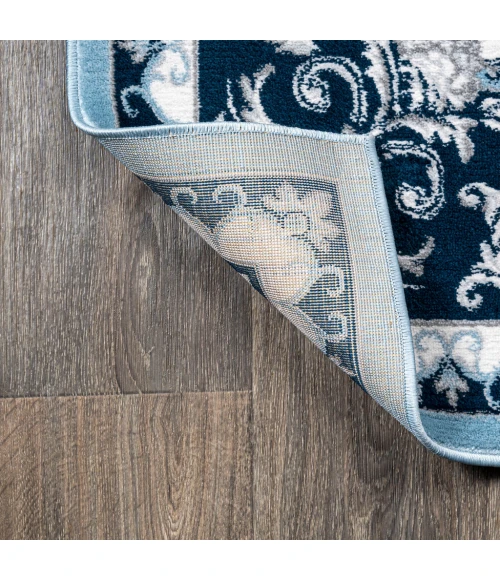 Acanthus French Border Blue/Navy 2 ft. x 8 ft. Runner Rug