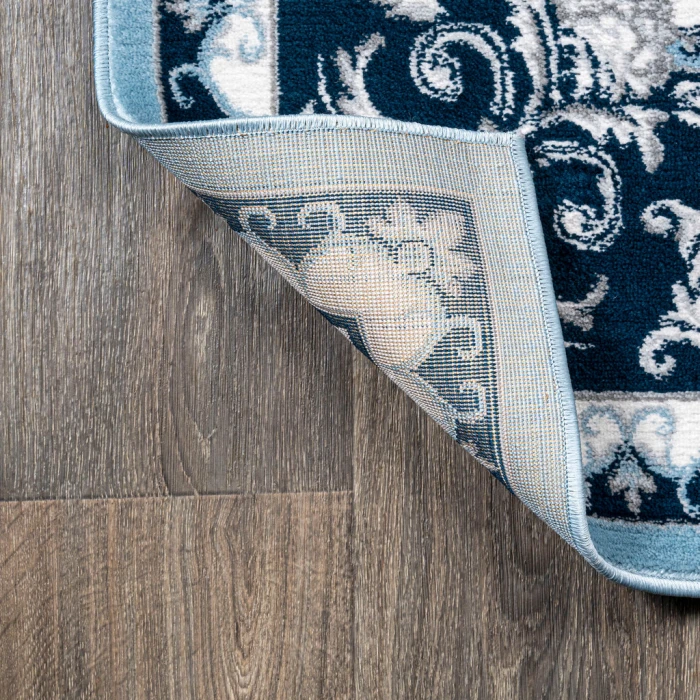 Acanthus French Border Blue/Navy 2 ft. x 10 ft. Runner Rug