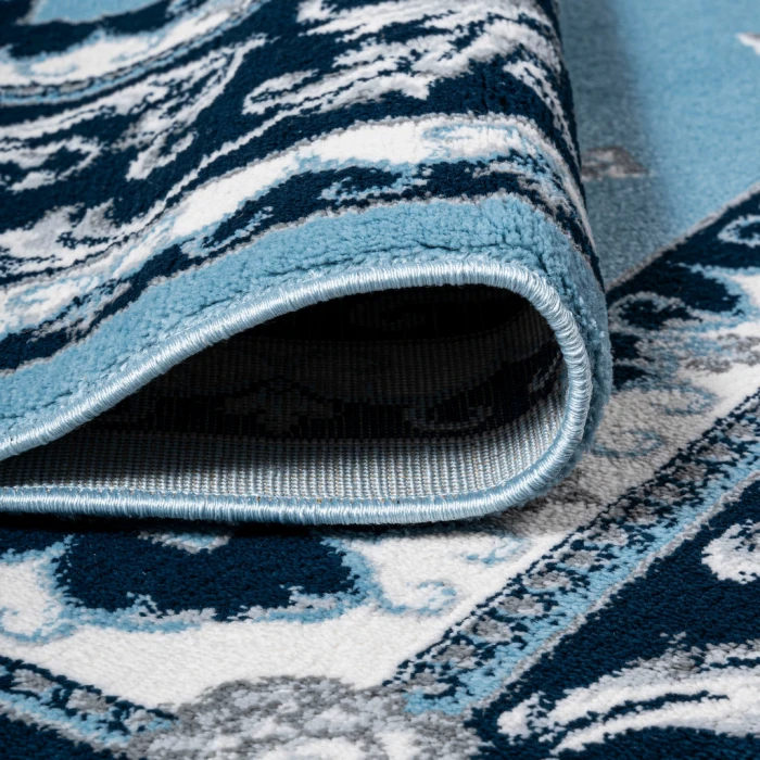 Acanthus French Border Blue/Navy 2 ft. x 10 ft. Runner Rug