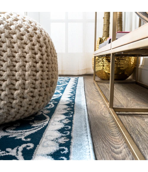 Acanthus French Border Blue/Navy 2 ft. x 8 ft. Runner Rug