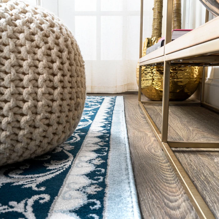 Acanthus French Border Blue/Navy 2 ft. x 10 ft. Runner Rug