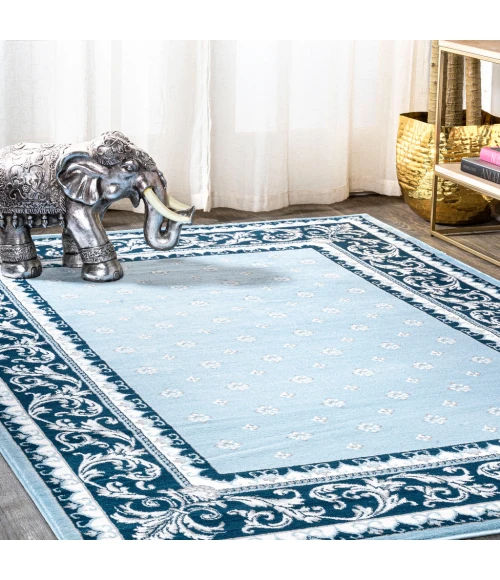 Acanthus French Border Blue/Navy 8 ft. x 10 ft. Area Rug