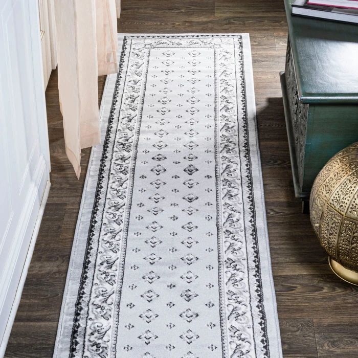 Acanthus French Border Light Gray/Cream 2 ft. x 10 ft. Runner Rug