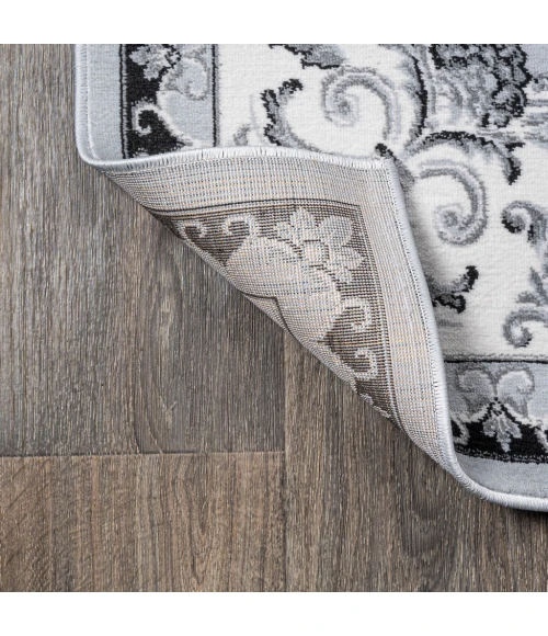 Acanthus French Border Light Gray/Cream 8 ft. x 10 ft. Area Rug