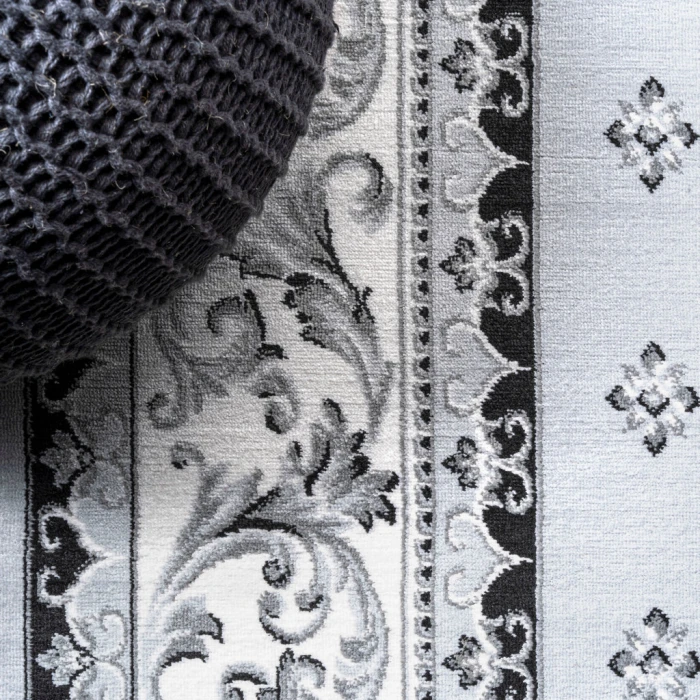 Acanthus French Border Light Gray/Cream 2 ft. x 10 ft. Runner Rug