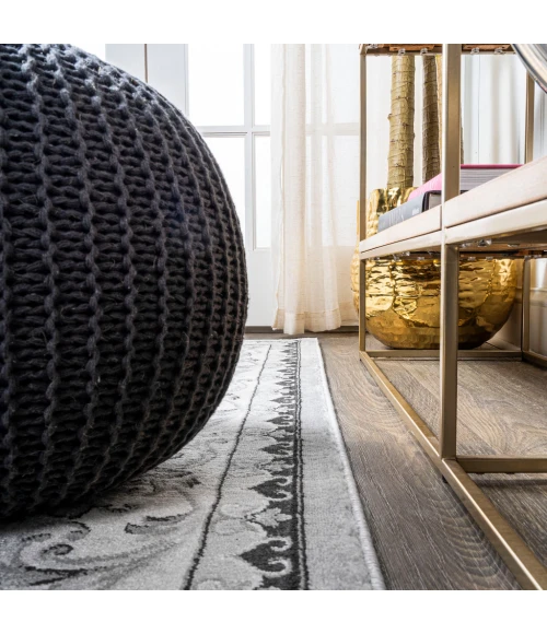 Acanthus French Border Light Gray/Cream 2 ft. x 10 ft. Runner Rug