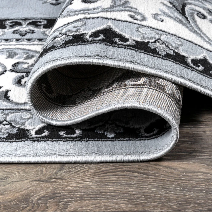 Acanthus French Border Light Gray/Cream 2 ft. x 10 ft. Runner Rug