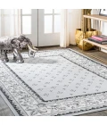 Acanthus French Border Light Gray/Cream 8 ft. x 10 ft. Area Rug
