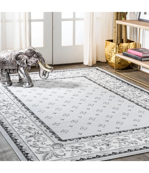 Acanthus French Border Light Gray/Cream 8 ft. x 10 ft. Area Rug