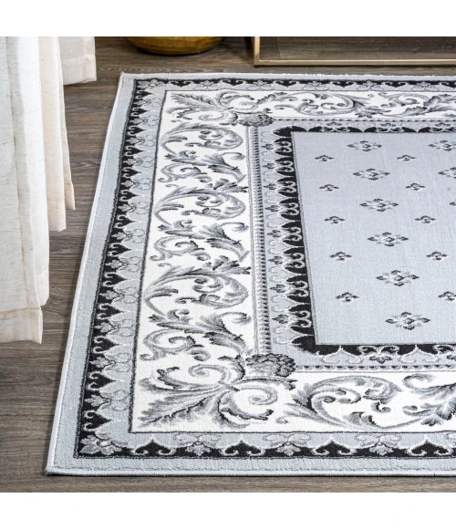 Acanthus French Border Light Gray/Cream 8 ft. x 10 ft. Area Rug