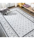 Acanthus French Border Light Gray/Cream 8 ft. x 10 ft. Area Rug