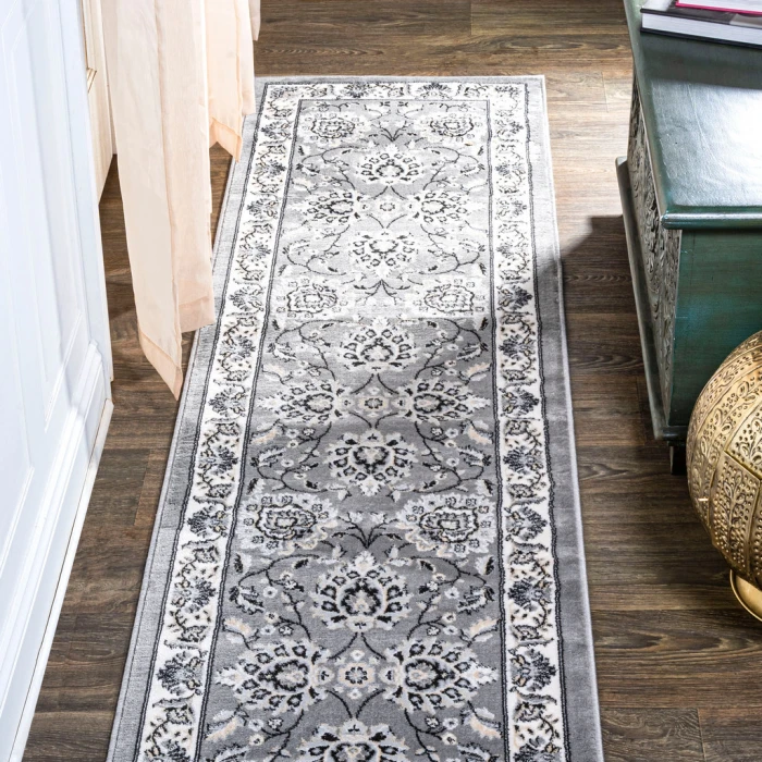 Cherie French Cottage Gray/Cream 2 ft. x 8 ft. Runner Rug