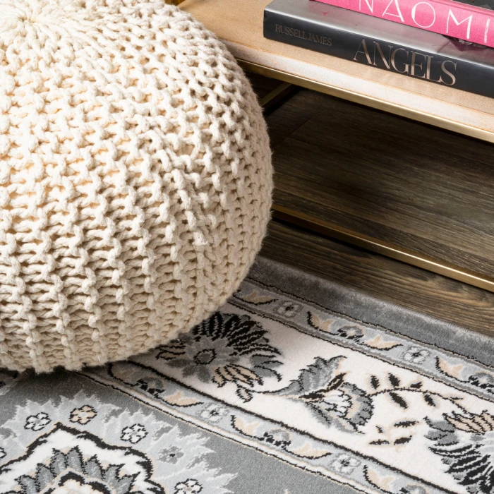 Cherie French Cottage Gray/Cream 3 ft. x 5 ft. Area Rug