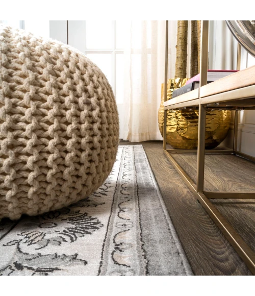 Cherie French Cottage Gray/Cream 2 ft. x 10 ft. Runner Rug