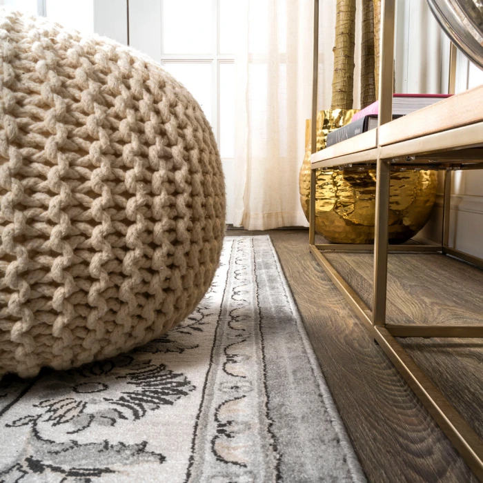 Cherie French Cottage Gray/Cream 2 ft. x 8 ft. Runner Rug
