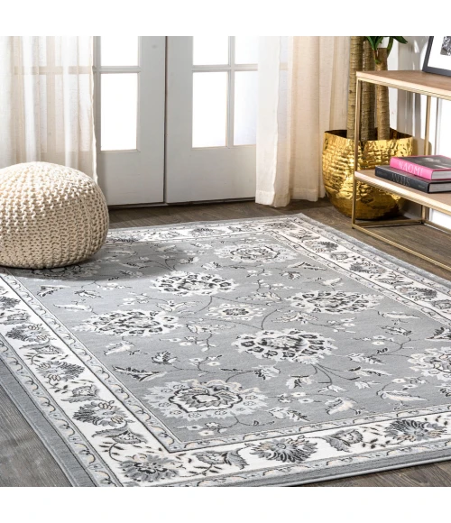 Cherie French Cottage Gray/Cream 4 ft. x 6 ft. Area Rug