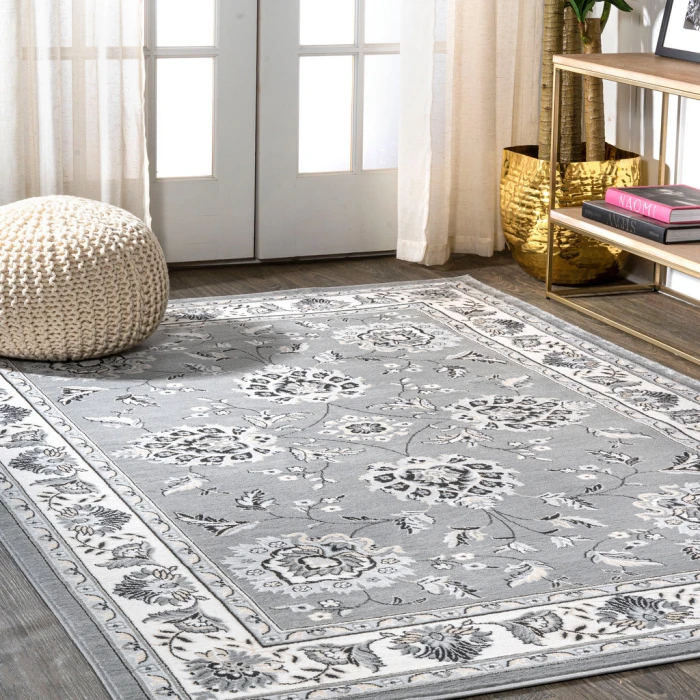 Cherie French Cottage Gray/Cream 3 ft. x 5 ft. Area Rug