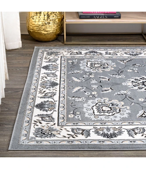 Cherie French Cottage Gray/Cream 4 ft. x 6 ft. Area Rug