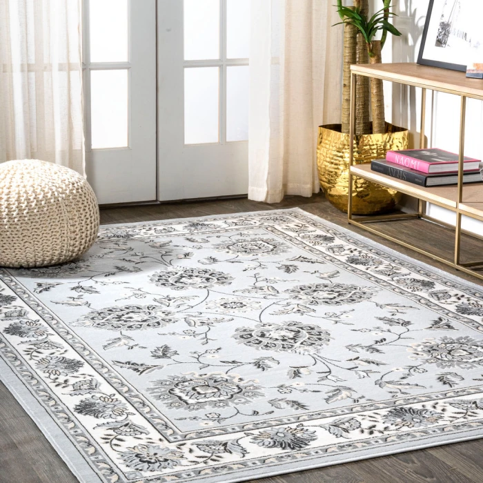 Cherie French Cottage Light Gray/Cream 3 ft. x 5 ft. Area Rug