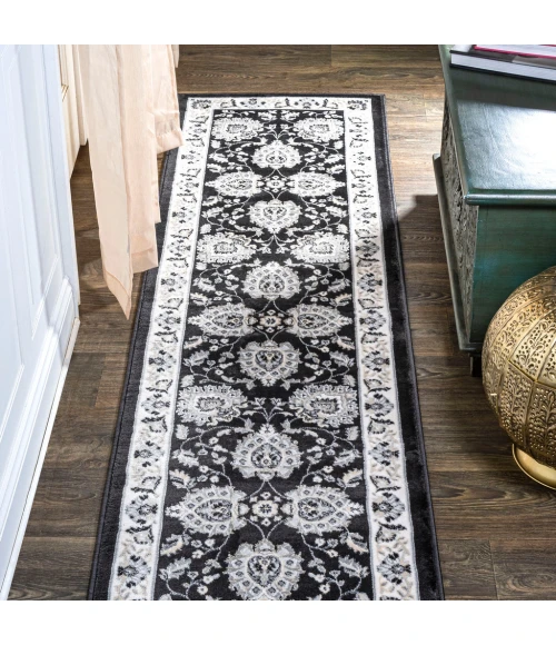 Cherie French Cottage Black/Cream 2 ft. x 10 ft. Runner Rug