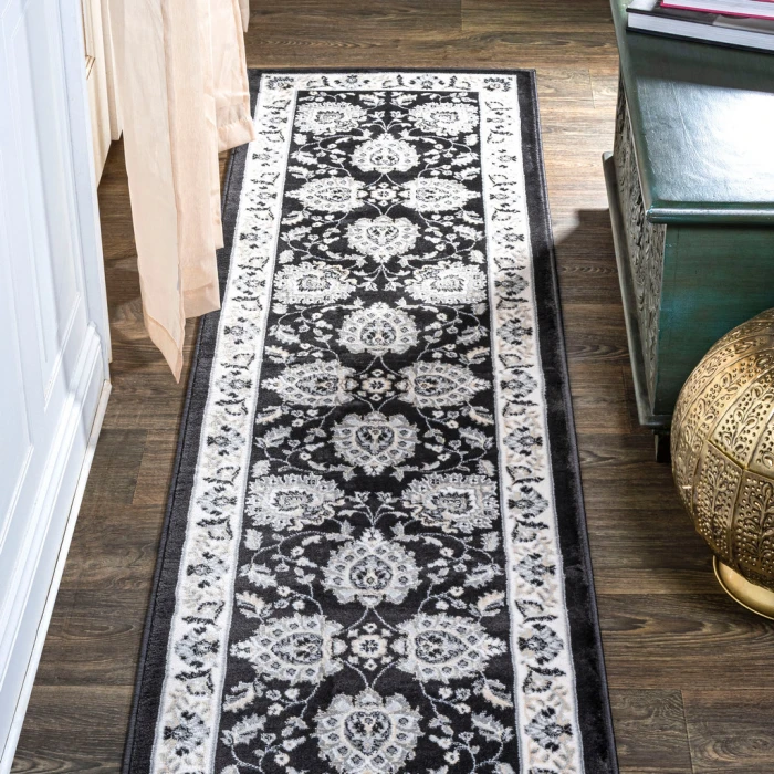 Cherie French Cottage Black/Cream 2 ft. x 10 ft. Runner Rug