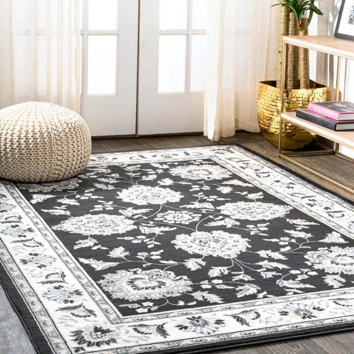 Cherie French Cottage Black/Cream 3 ft. x 5 ft. Area Rug