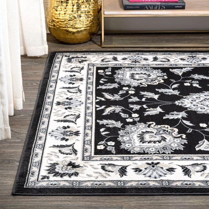 Cherie French Cottage Black/Cream 3 ft. x 5 ft. Area Rug