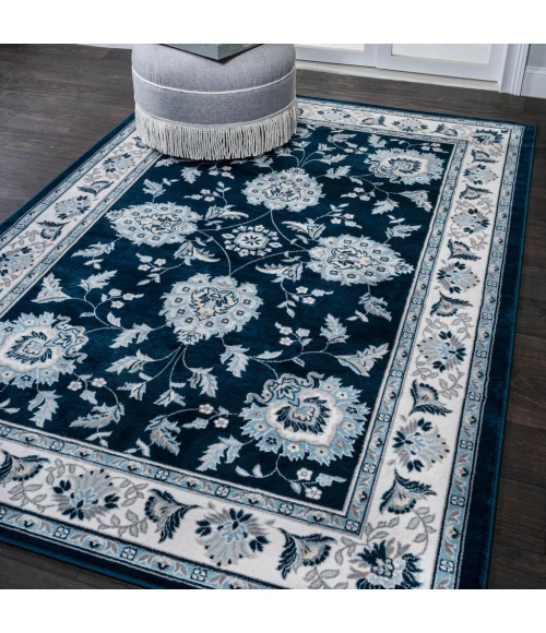 Cherie French Cottage Navy/Ivory 5 ft. x 8 ft. Area Rug