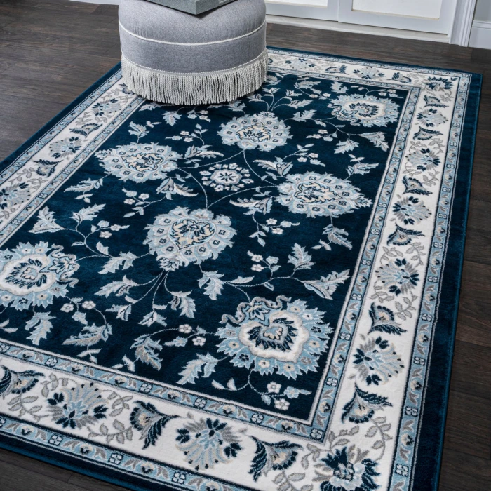 Cherie French Cottage Navy/Ivory 4 ft. x 6 ft. Area Rug