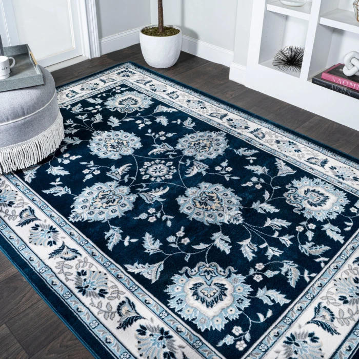 Cherie French Cottage Navy/Ivory 4 ft. x 6 ft. Area Rug