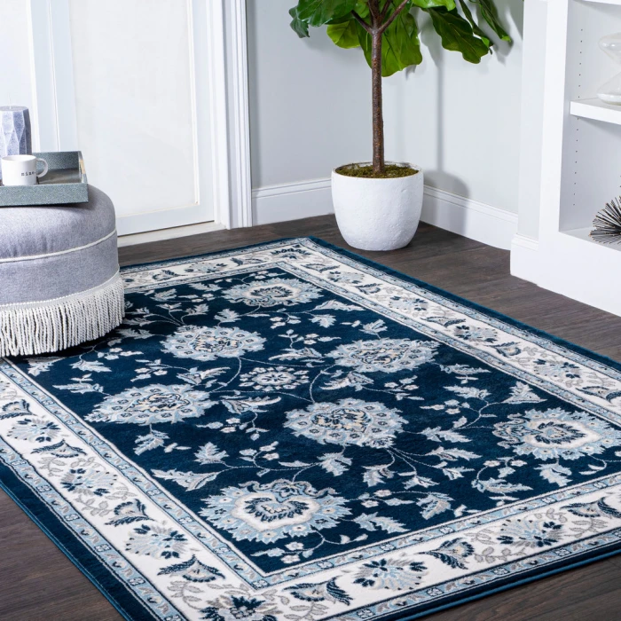 Cherie French Cottage Navy/Ivory 4 ft. x 6 ft. Area Rug