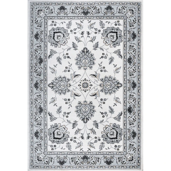Cherie French Cottage Cream/Light Gray 5 ft. x 8 ft. Area Rug