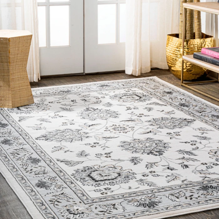 Cherie French Cottage Cream/Light Gray 5 ft. x 8 ft. Area Rug