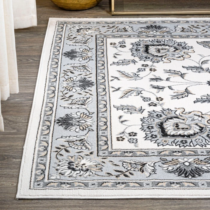 Cherie French Cottage Cream/Light Gray 5 ft. x 8 ft. Area Rug