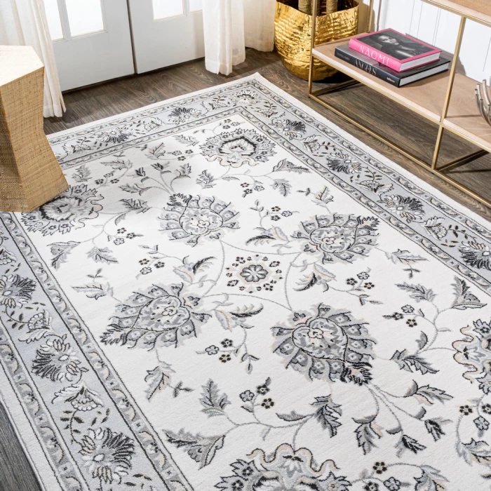 Cherie French Cottage Cream/Light Gray 5 ft. x 8 ft. Area Rug