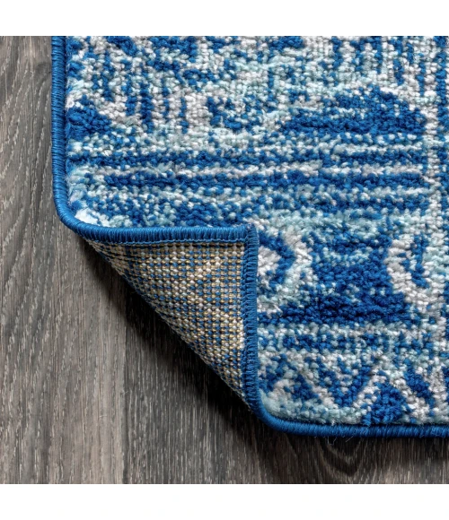 Modern Persian Boho Vintage Tribal Blue/Gray 2 ft. x 8 ft. Runner Rug