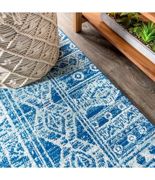 Modern Persian Boho Vintage Tribal Blue/Gray 2 ft. x 8 ft. Runner Rug