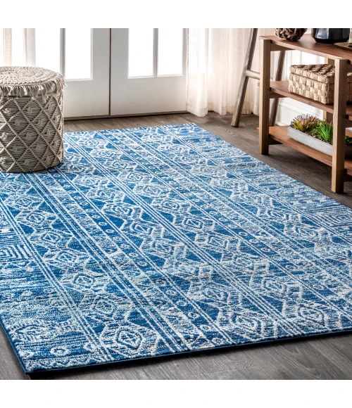 Modern Persian Boho Vintage Tribal Blue/Gray 4 ft. x 6 ft. Area Rug