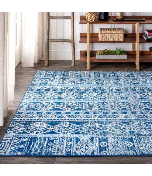 Modern Persian Boho Vintage Tribal Blue/Gray 4 ft. x 6 ft. Area Rug