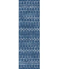 Moroccan HYPE Boho Vintage Diamond Blue/White 2 ft. x 8 ft. Runner Rug
