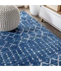Moroccan HYPE Boho Vintage Diamond Blue/White 8 ft. x 10 ft. Area Rug