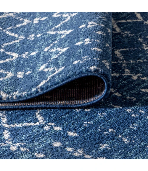 Moroccan HYPE Boho Vintage Diamond Blue/White 8 ft. x 10 ft. Area Rug