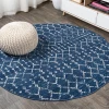 Jonathany Moroccan Hype MOH101A Blue/White Area Rug 5 ft. X 5 ft. Round